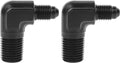 EVIL ENERGY 3AN Male Flare to 1/4" NPT Pipe 90 Degree Fitting Adapter Aluminum Black 2PCS