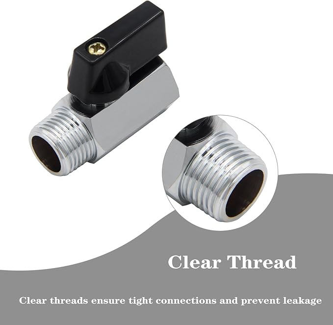 Brass Mini Ball Valve 1/2" NPT Female x Male Thread Shut Off Valve Chrome Plated 2PCS