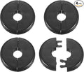 HARFINGTON 4pcs Wall Split Flange 11mm/0.4" Self-Adhesive Plumbing Cover Plates ABS Plastic Round Escutcheon Plate Buckle Design for Water Pipe Bathroom Kitchen Decoration, Black