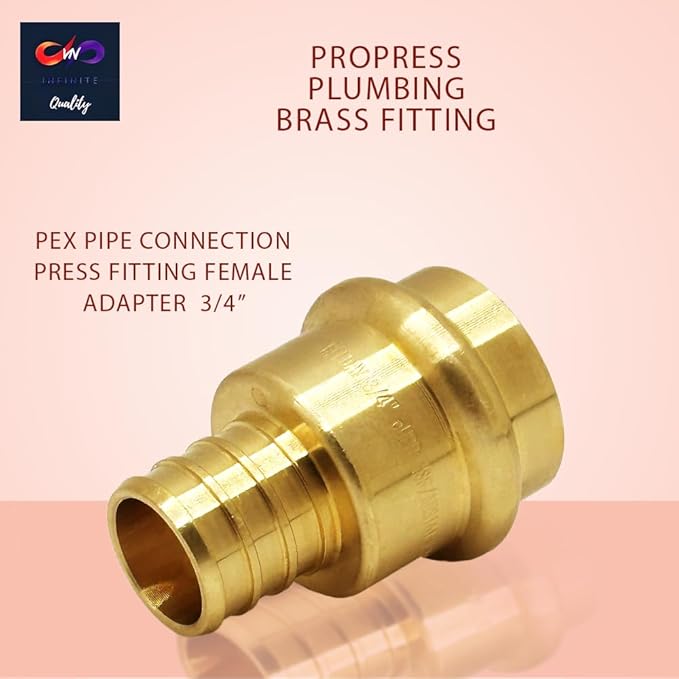 3/4 inch PEX Press Fitting 3/4-inch Crimp Coupling Brass Adapter For Copper and Pex Pipe Fittings Connection 3/4" (Pack of 5)