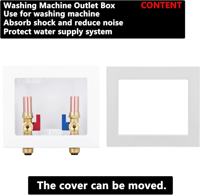 Washing Machine Outlet Box Push to Connect with Copper Hammer Arrestors, Inlet 1/2 inch Push to Connect x Outlet 3/4 inch NH Thread LI-XYJH-650(1 PCS)