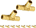 10-Pack Foskan PEX Fittings, 3/4" PEX Tee, Brass Barb Crimp PEX Fittings for Hot or Cold Water Distribution