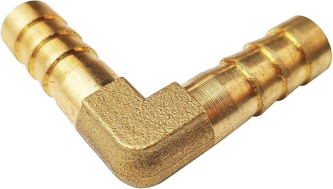 2PCs 3/8" Brass Hose Barb Fitting 90 Degree Elbow Barbed Splicer Mender Union Fitting with 4PCs Hose Clamp for Oil Water Air