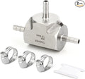TAISHER 2PCS Forging of 304 Stainless Steel 3 Way Tee Hose Barb Fitting, 1/8" x 1/8" x 1/8" Hose Barb for Fuel/Air/Lquid/Gas with 6PCS Hose Clamp
