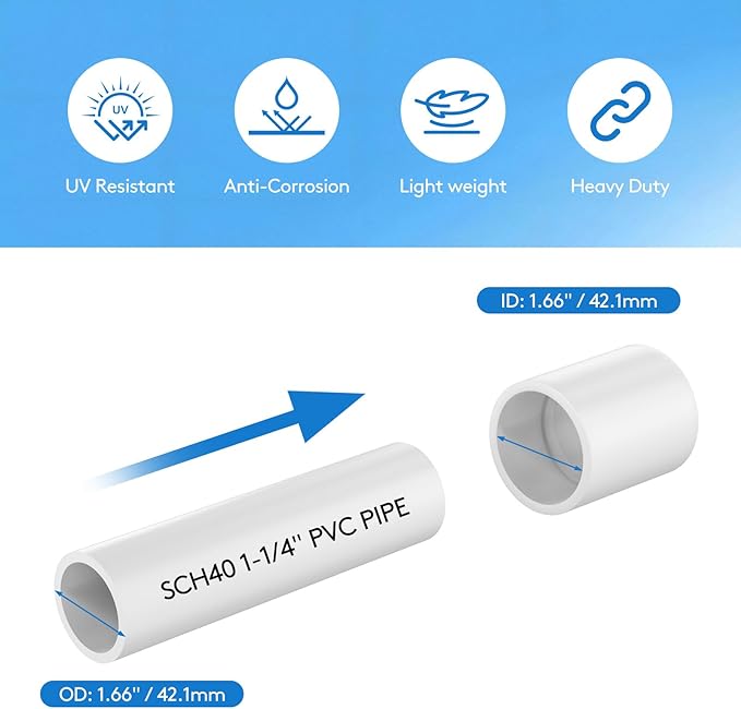 5 pcs 1-1/4" PVC Coupling Pipe Fittings (Socket x Socket) Schedule 40 PVC Fittings used For Plumbing and Irrigation