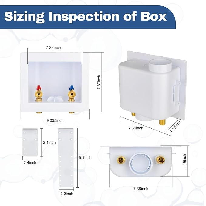20-Pack GUOFIS Washing Machine Outlet Box,1/2 Inch Sweat MIP Inlet x 3/4 Inch MHT Outlet, Laundry Washer Box (Center Drain)