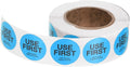PATIKIL 500 Pcs USE First Stickers, 1 inch Round Use First Stickers Food Service Circle Inventory Control Adhesive Labels for Food Service Kitchen Restaurants Retail Storage Date, Blue