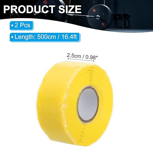PATIKIL Grip Tape for Handles 1" x17ft, 2 Roll Self-Fusing Silicone Tape for Bike Handles Pull Up Bars Gym Equipment Plumb/Hose/Pipe Leaks Emergency, Yellow