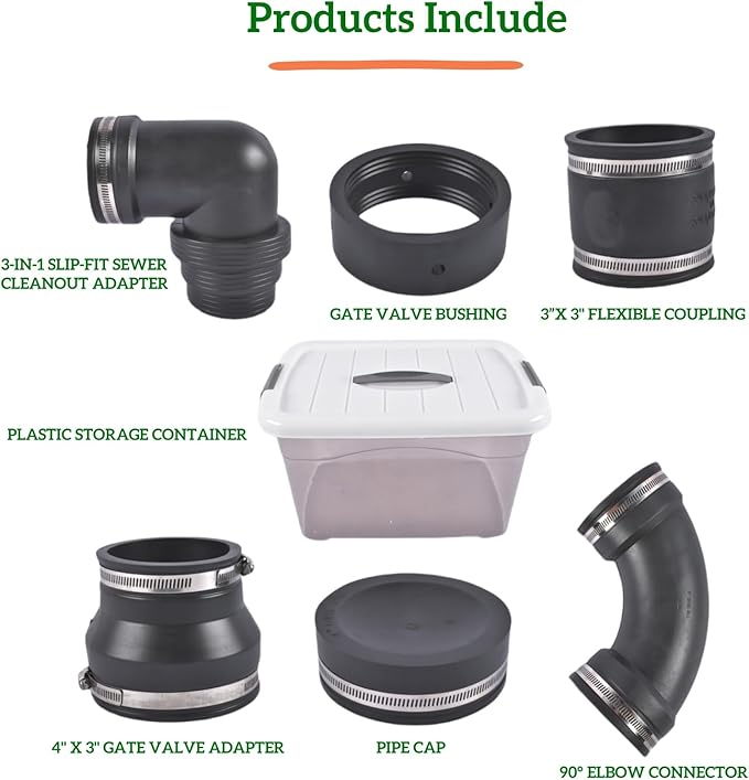 RV & Camper Sewer Waste Plumbing Kit with Slip Fit Coupling Adapter, for 3 Inch PVC Pipe, Universal RV Sewer Hose Fitting & Drainage System Accessories Mixizap