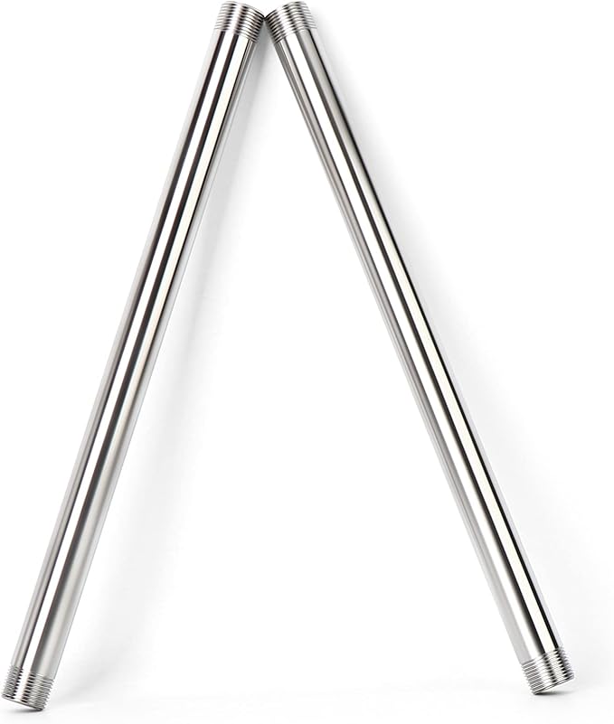 TAISHER 2PCS Stainless Steel Pipe Fittings, 3/8" NPT Male x 3/8" NPT Male Threaded, 16" Length Nipple Cast Pipe