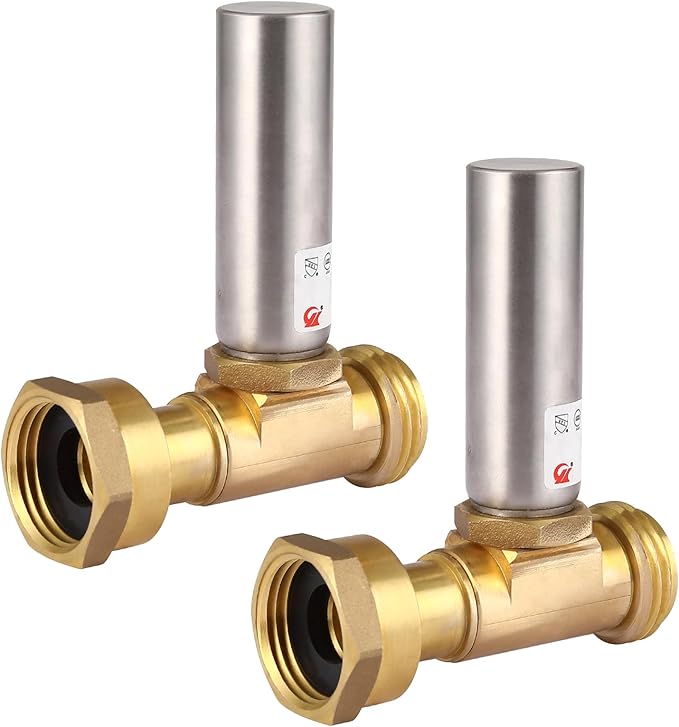 10-Pack HeSun Straight Water Hammer Arrestor for Washing Machine, 3/4" GHT Male x 3/4" GHT Female Connection, Stainless Steel Hammer Arrestor, Reduce Laundry Washer Knock Noise(HAMMER020-10)