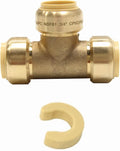 EFIELD Push-Fit Fitting 3/4" Tee to Connect Pex, Copper, CPVC Pipe with a Disconnect Tool Clip,(PF114)
