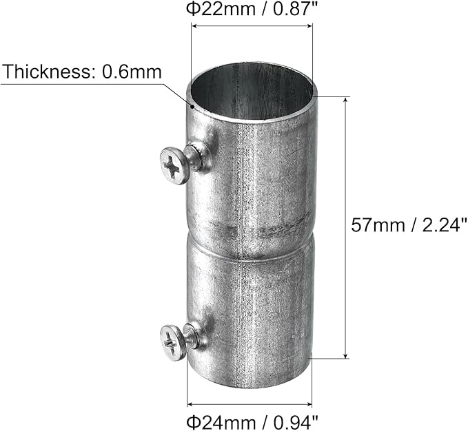 uxcell EMT Coupling, 22mm(7/8 inch) EMT Set Screw Coupling Conduit Fittings 57mm Length Electrical Conduit Pipe Connector 0.7mm Wall Thick, 10 Pack