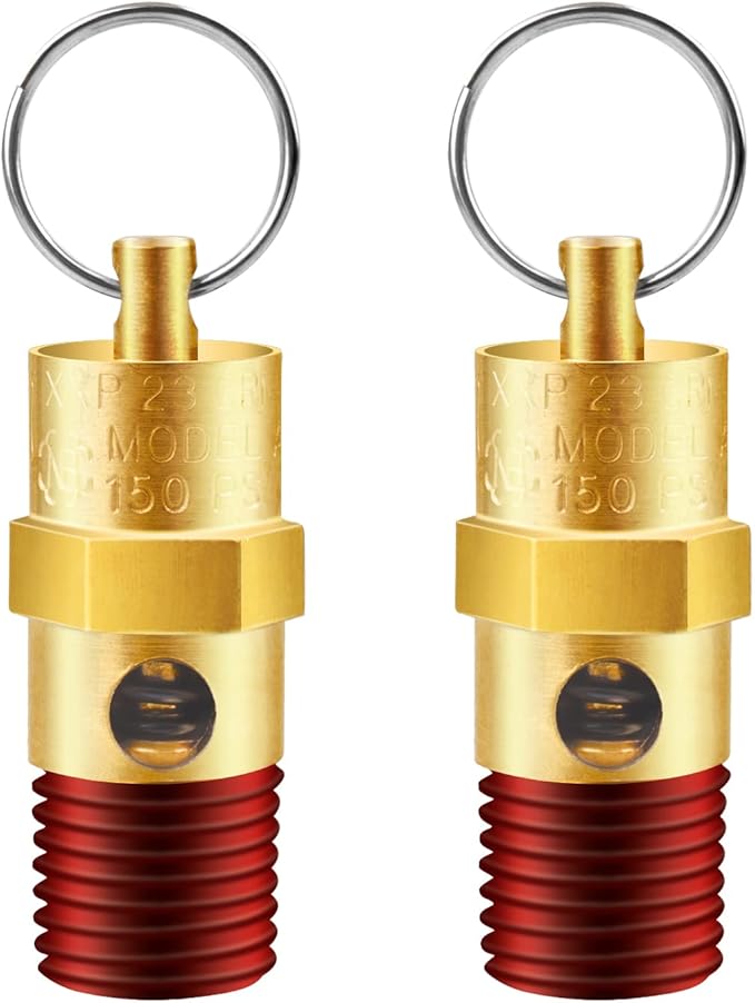 2 Pieces 1/4'' Male 150 PSI NPT Air Compressor Pressure Relief Valve Brass Safety Valve Air Compressor Check Valve