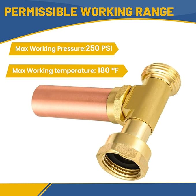 Water Hammer Arrestor,3/4 Inch Swivel FHT x 3/4 Inch MHT Copper Water Arrestor for Washing Machine Connection(20PACK, Straight Copper Arrestor)