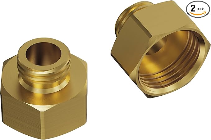 2 Pcs Brass Faucet Adapter, G 1/2 Inch Female to 3/8 Inch (9/16") Male Compression Connector, Reducer Fitting to Connect 1/2" Angle Stop to 3/8" Supply Lines