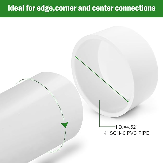 SCH40 PVC Cap 4 Inch - Fit Standard 4" SCH40 PVC Pipes (OD Approx. 4.5"), Zernmiarder Furniture Grade Pipe Caps, White Pipe Cover Fittings for Plumbing, DIY, Garden & Furniture - 1 Pc