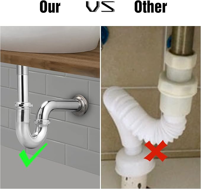 ZM Brass P-Trap Pipe with Clean Out Basin Sink Waste Kit with Reducing Washer 1-1/2'' 22GA