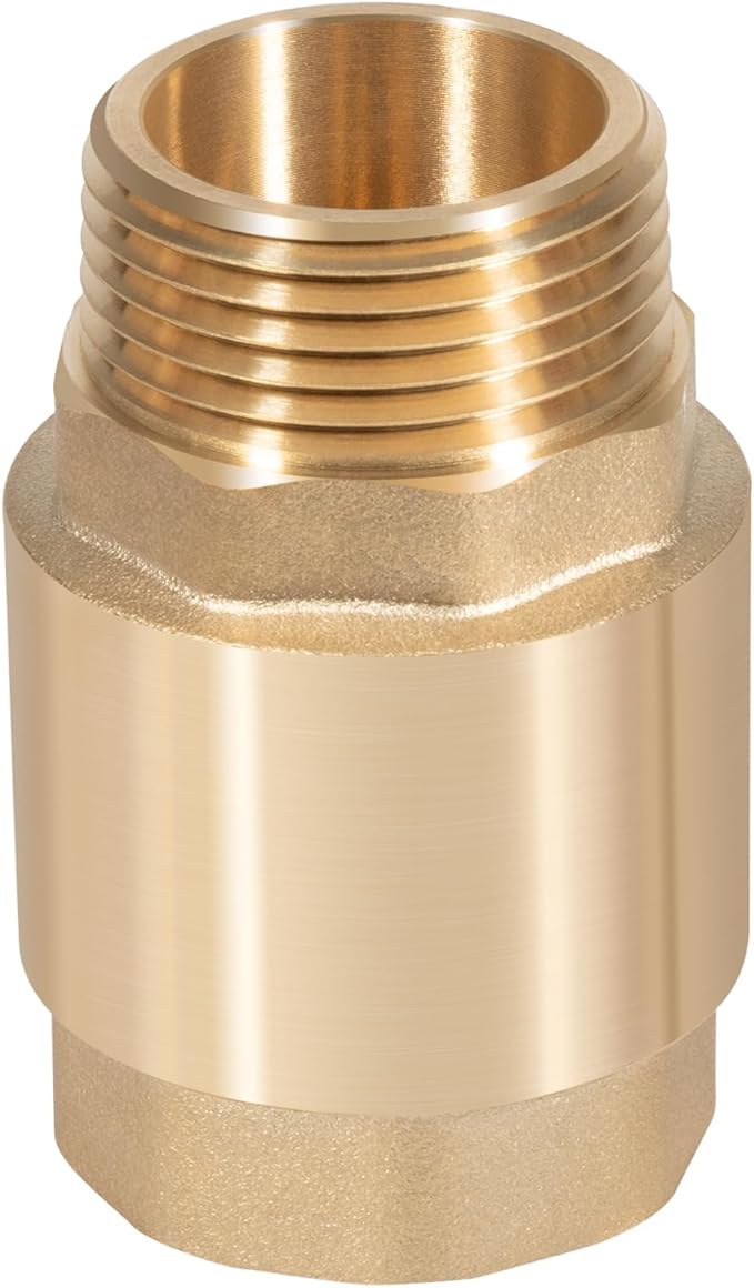 One Way Brass Check Valve, 1" NPT male in/ 1" FNPT out, Heavy Duty Prevent Backflow Water Check Valve Suitable for Well Pump Irrigation System Water Supply System, Replace for SP0465X-100 (1 Pack)