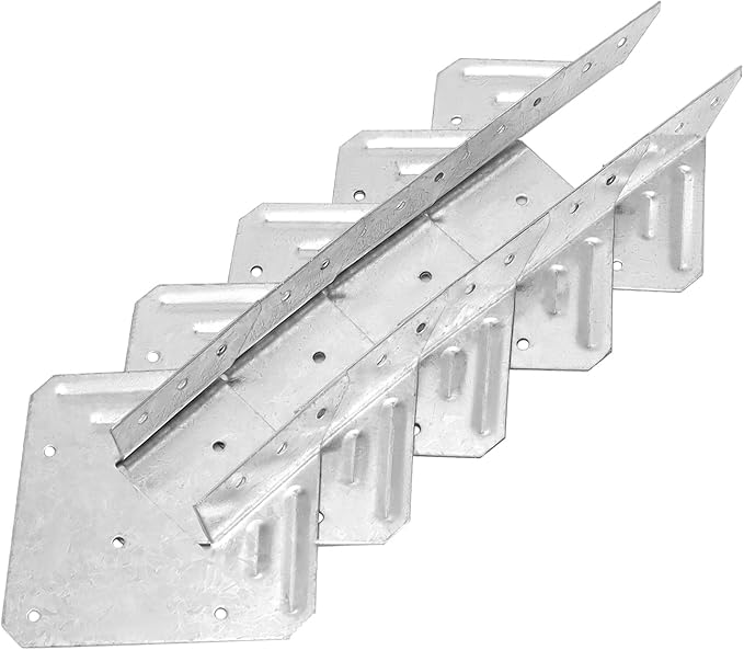 QWORK Galvanized 18-Gauge Hurricane Tie, 40 Pack Steel Connector for Roofing Trusses Wood Timber, Resist High Wind/ Earthquake Forces