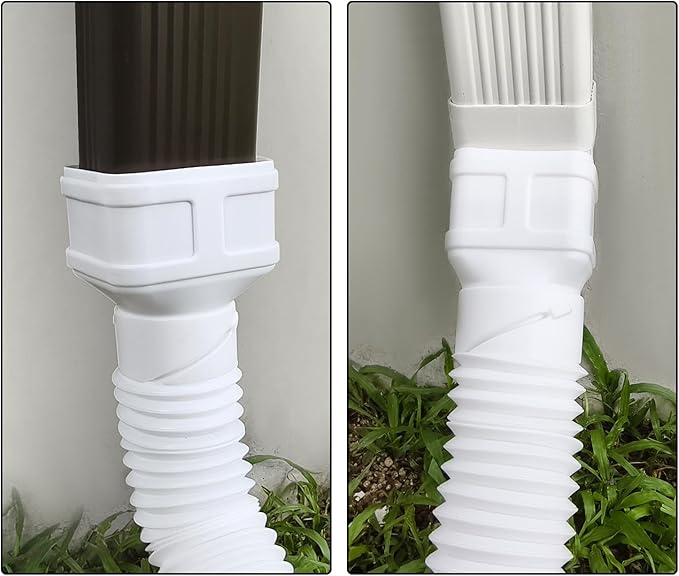 7ft Long Gutter Downspout Extensions, 3.1” OD Downspout Extender Drainage Pipe for 2"×3" Downspout and 3"×4"Downspout, Flexible Pipe Stretched Length 7ft, White,1-Pack