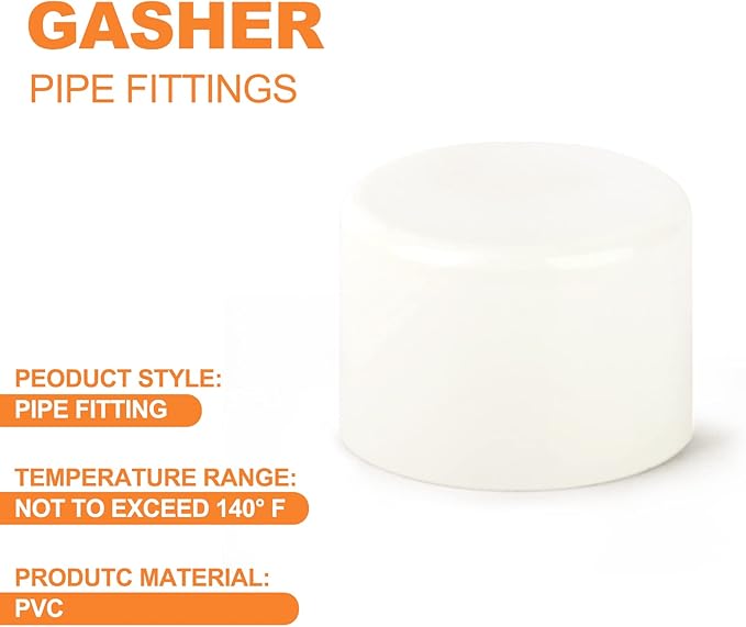 GASHER 12PCS PVC Pipe Fitting 1-1/2" PVC Pipe End Cap Plug Adapter, Furniture Grade Pipe Plug Socket Fittings, For Home or Industrial