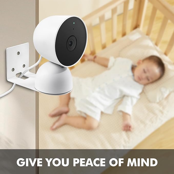 3 Pack Adhesive Metal Nest Camera Mount fits for Google Indoor Nest Security Cam 2nd Generation Wired, Adjustable Wall Mount Camera Bracket Holder for Optimal Viewing Angles, White