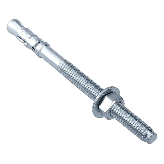 Party Animals 1/2 x 5-1/4 Inch Wedge Anchor, 5 PCs Zinc-Plated Industrial Anchor Bolts for Cement, Concrete