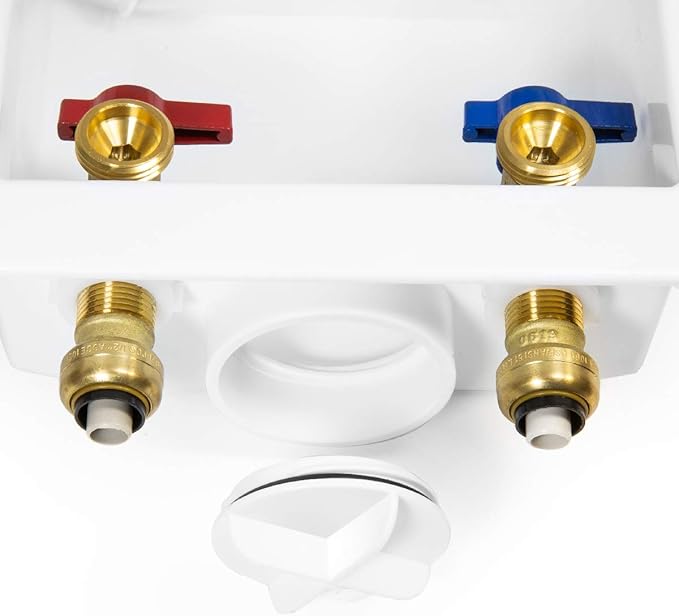 EFIELD Washing Machine Outlet Box with Center Drain, 1/2-Inch Push-Fit Connection White, Regular,(WM005)