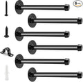6 Pack Pipe Shelf Brackets 12 Inch, Industrial Iron Pipe Floating Shelves Bracket Heavy Duty Metal Shelving Brackets for DIY Shelves