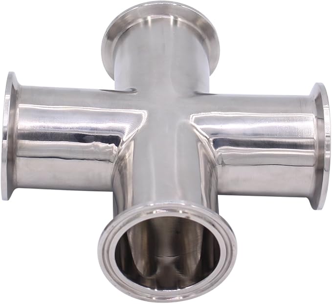 DERNORD 4 Way Cross Clamp Fits 2" Tri-clamp Sanitary Fitting Stainless Steel 304, 51mm Pipe OD