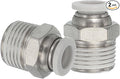 MECCANIXITY 2 Pcs NPT Push to Connect Air Fittings, Male Straight 5/16" Tube OD x 3/8" NPT Thread Air Quick Connector Coupling Adapter for Gas Hose Pneumatic Tools, White