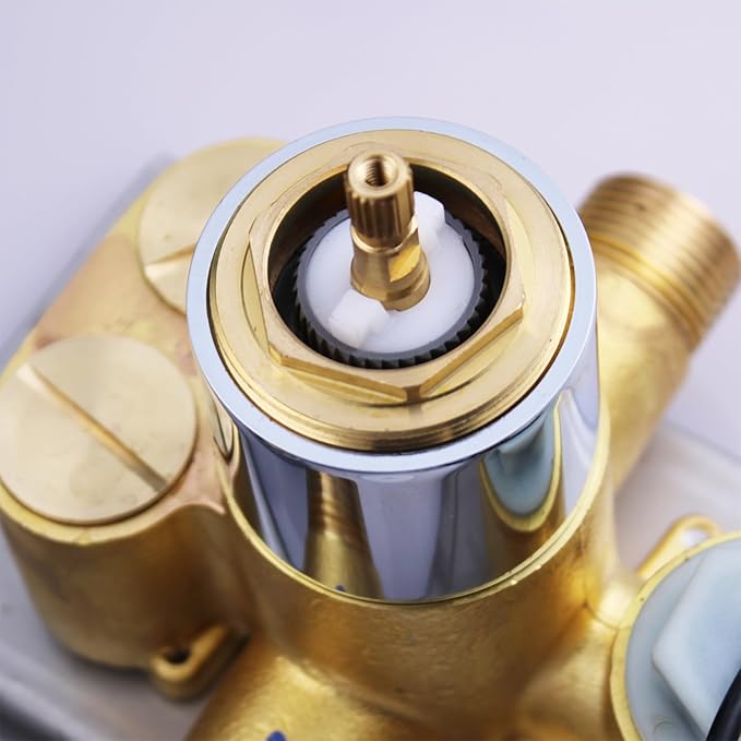 2 Function Shower Diverter with Temperature Display Solid Brass Shower Mixer Valve Pressure Balancing and Flow Control Bathroom Shower Diverter Valve, Chrome