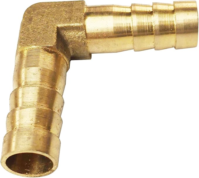 2PCs 3/8" Brass Hose Barb Fitting 90 Degree Elbow Barbed Splicer Mender Union Fitting with 4PCs Hose Clamp for Oil Water Air