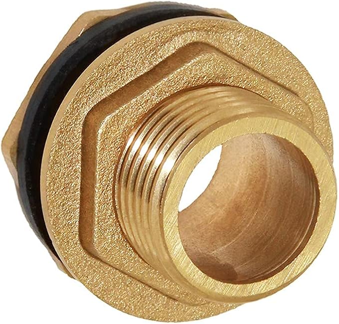 Joywayus 3/4" Male Thread Brass Water Tank Connector Bulkhead Tank Fitting With Rubber Ring Stablizing It