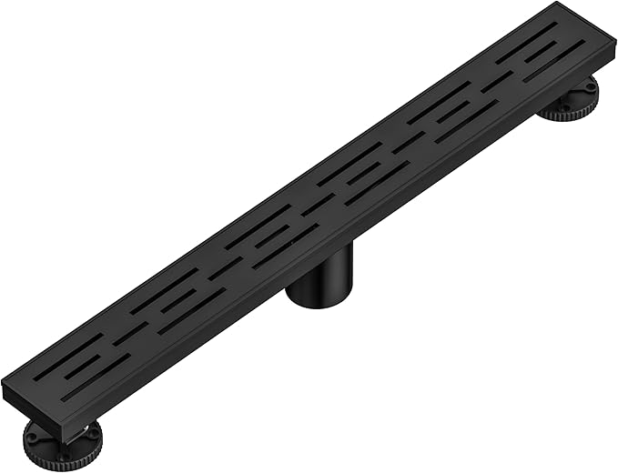 Neodrain 28 in Matte Black Linear Shower Drain, Rectangular Shower Linear Drain with Brick Pattern Grate, 304 Stainless Steel Bathroom Floor Drains