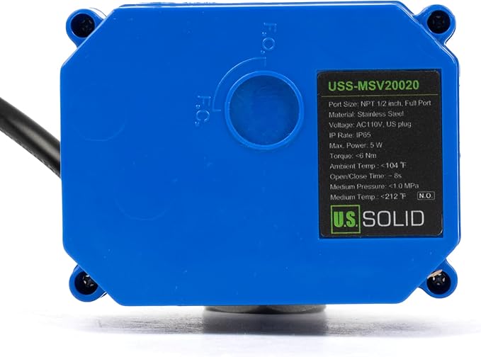 U.S. Solid 1/2" Motorized Ball Valve with US Plug 110VAC Stainless Steel Electrical Ball Valve,Auto Return, Normally Open