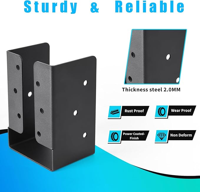 4 Pcs Concealed Joist Hangers, 4"x6" Outdoor Trim Concealed Flanges, Q235B Steel Powder Coated Concealed Mount Joist Hangers for 4"x6" Beam Swing