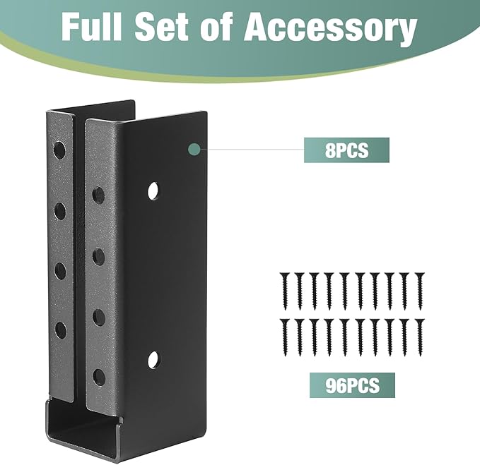 Concealed Joist Hanger 8PCS,2"" x6 Joist Brackets,Framing Bracket,Railing Brackets,Q235B Steel Powder-Coated Joist Bracket Fit for 2"" x6 Beam,Swing, Handrail,Fence