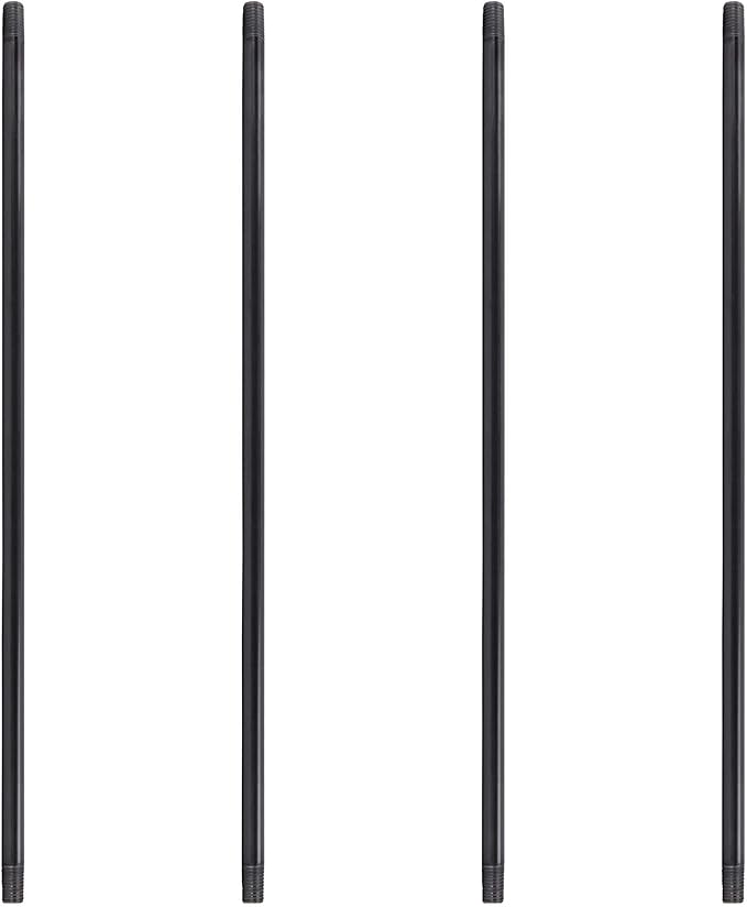 PIPE DECOR 1" x 42" Black Steel Plumbing Pipe, 4-Pack, Pre Cut Connector, Industrial Steel Grey Fits Standard One Inch Threaded Black Malleable Iron Fittings, Build Vintage DIY Furniture