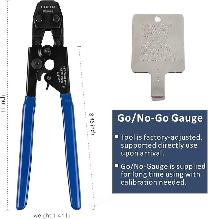 EFIELD Heavy-Duty Canvas Bag/Pex Cinch Clamp Crimping Tool for Stainless Steel Clamps from 3/8" to 1" with Pipe Cutter 20pcs 1/2", 10 pcs 3/4" Clamps Suit US F2098 Standards,(TOOL005)