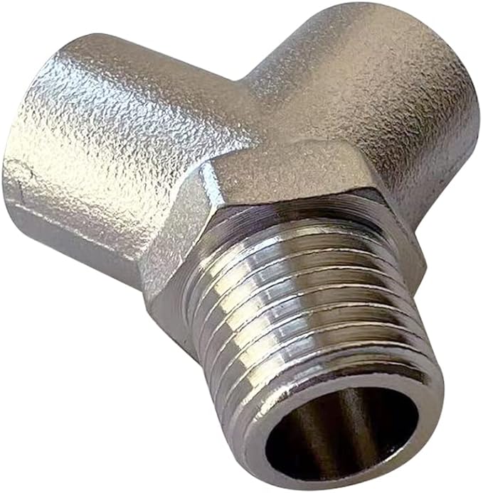 Nickel Plated Brass Pipe Fitting Wye Tee Y Shape 3 ways Connector, 1/4" NPT Female x 1/4" NPT Female x 1/4" NPT Male, Pack of 2