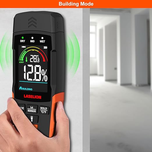 2-in-1 Pin & Pinless Moisture Meter MS03 – Accurate Moisture Detection for Wood, Concrete, Drywall, and More – LCD Display with Hold Function, Flashlight, and Auto Power Off