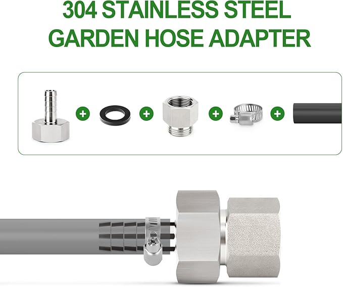 TAISHER 2PCS 304 Stainless Steel Garden Hose Adapter, 3/4" GHT Male x 1" NPT Female Garden Hose Connector