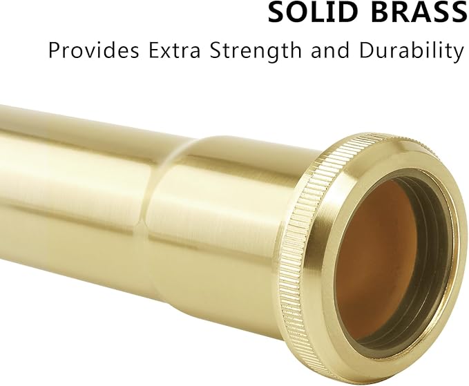 Brass Slip Joint Extension Tube，1-1/4 Inch O.D(32mm) x 12 Inch P Trap Extension Pipe with Nut and Rubber Washer, Sink Drain Tailpiece for Bathroom Kitchen(Gold)