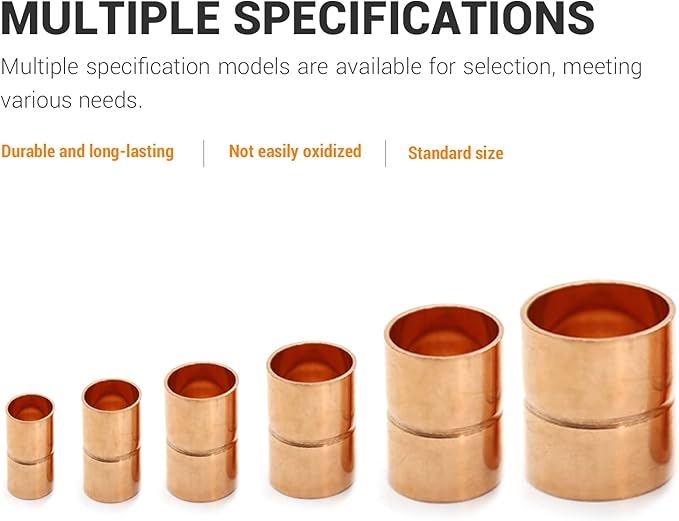 Straight Coupling Copper Fittings 1 Inch Copper Pipe Welding Joint Connector Adapter For HVAC Air Conditioning 2 Pack