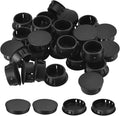 uxcell 1-61/64" Plastic Hole Plugs, 36Pcs Flush Type Panel Round Snap in Fastener Knockout Locking Plugs for Furniture Insert End Caps Panels, Black