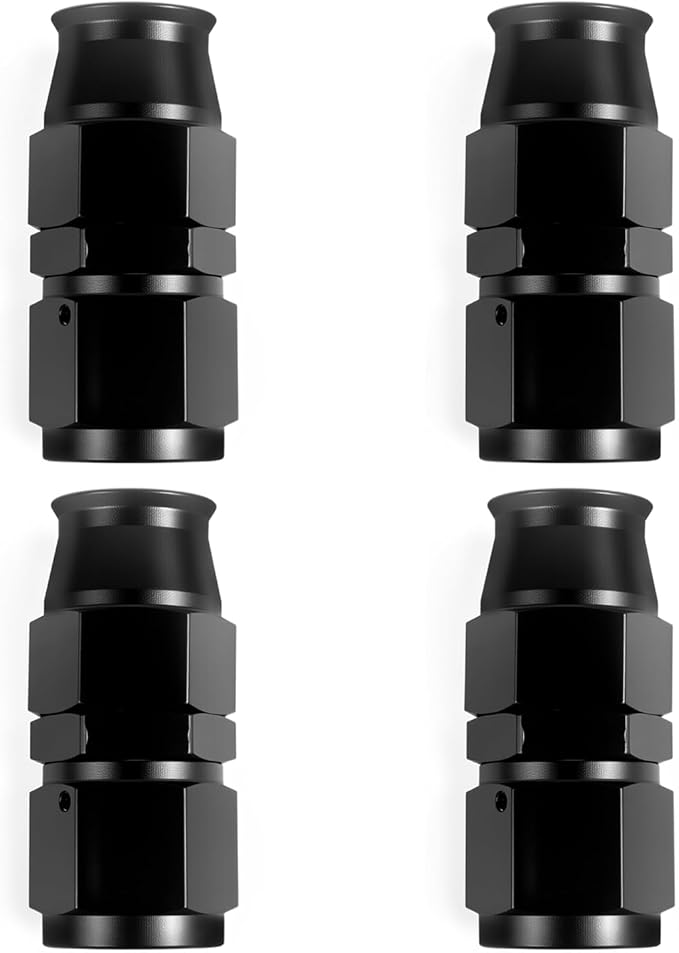 10AN PTFE Hose End Fitting Straight Swivel Only for PTFE Hose Aluminum Black 4PCS