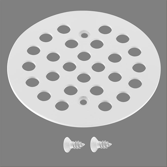 4-1/4Inch Screw-in Shower Drain Cover Replacement Floor Strainer(White)