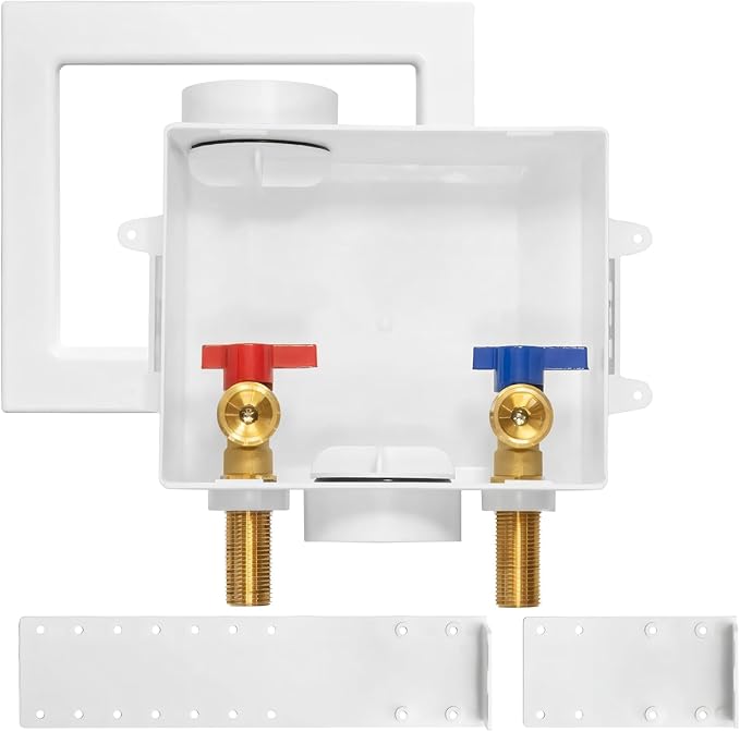 1-Pack HeSun Washing Machine Outlet Box, 1/2 Inch MIP(Sweat) Inlet x 3/4 Inch MHT Outlet Connection, Laundry Pex Washer Outlet Box(WM001)
